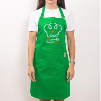 Фартук з вишивкою Love Povar Саржа Зелений