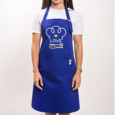 Фартух  с вышивкой Love Povar Саржа Синий