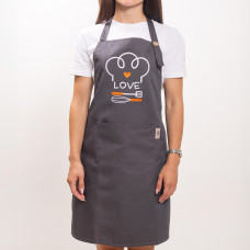 Фартух с вышивкой Love Povar Саржа Темно-серый