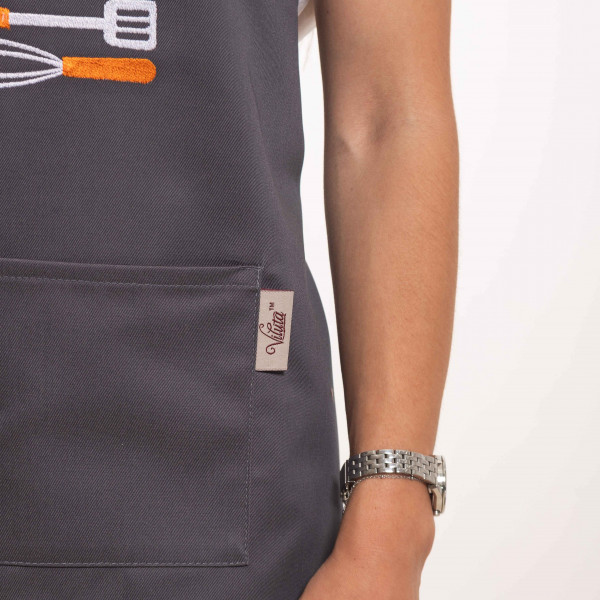 Фартух с вышивкой Love Povar Саржа Темно-серый