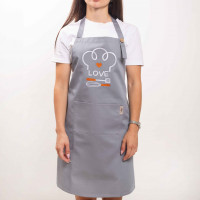 Фартух с вышивкой Love Povar Саржа Серый