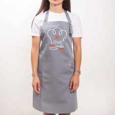 Фартух с вышивкой Love Povar Саржа Серый