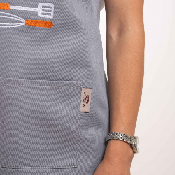 Фартух с вышивкой Love Povar Саржа Серый