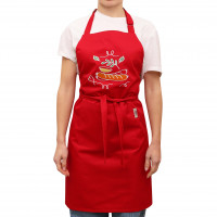 Фартух с вышивкой Сосиска Саржа Красный