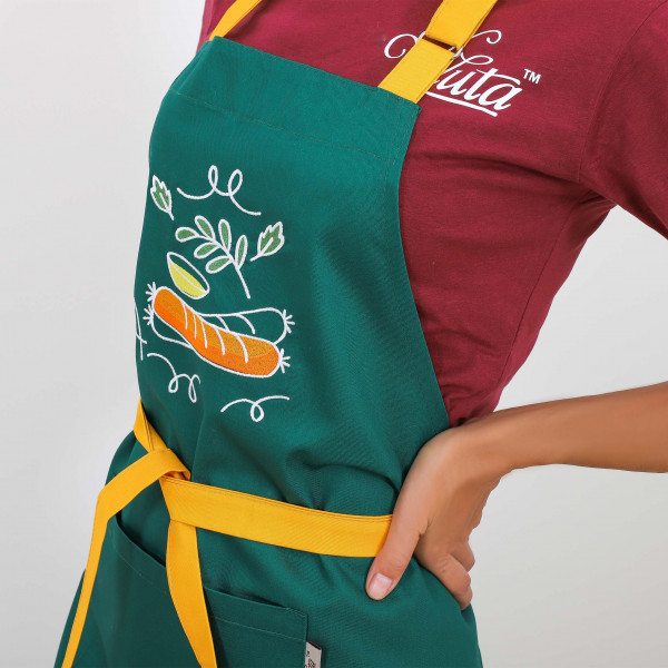 Фартук з вишивкою Сосиска Саржа Зелений