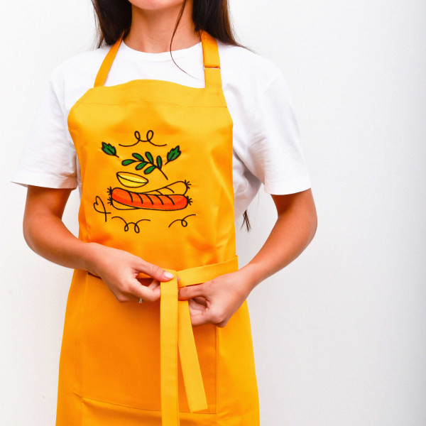 Фартух с вышивкой Сосиска Саржа Желтый