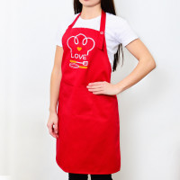 Фартух с вышивкой Love Povar Саржа Красный