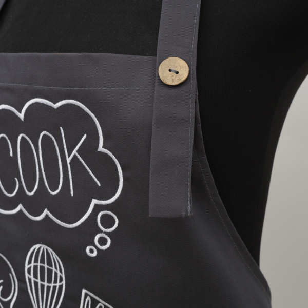 Фартух с вышивкой Viluta Cook Саржа Темно-серый