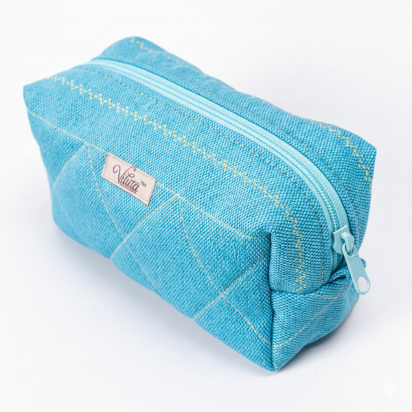 Косметичка Viluta с Декоративной строчкой Голубой/голубой