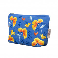 Косметичка с вышивкой Цветок Синяя