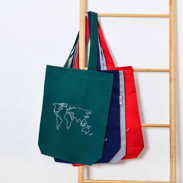 Сумка-шопер с вышивкой Карта Саржа Зеленый