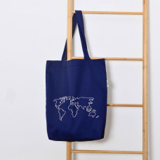 Сумка-шопер с вышивкой Карта Саржа Синий