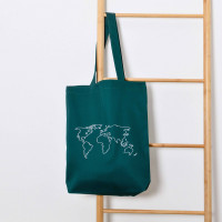 Сумка-шопер з вишивкою Карта Саржа Зелений