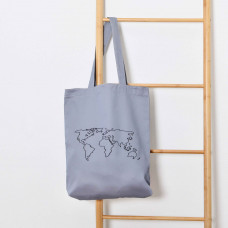 Сумка-шопер с вышивкой Карта Саржа Серый