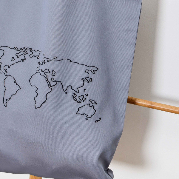 Сумка-шопер с вышивкой Карта Саржа Серый