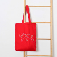 Сумка-шопер с вышивкой Карта Саржа Красный