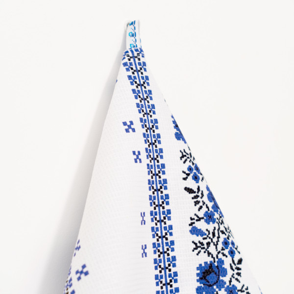 Полотенце вафельное Viluta 40х70 с петелькой Орнамент Синий