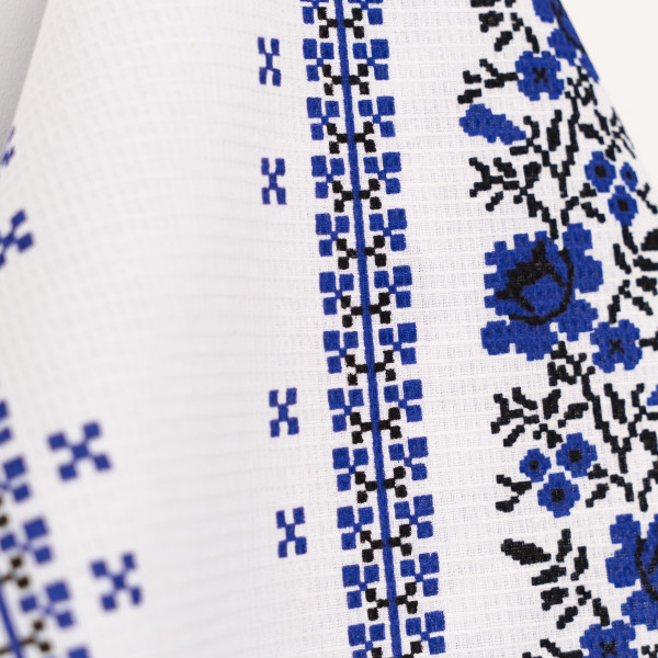 Полотенце вафельное Viluta 40х70 с петелькой Орнамент Синий