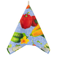 Полотенце вафельное Viluta 40х70 с петелькой Овощи Синий