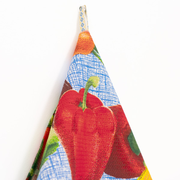 Полотенце вафельное Viluta 40х70 с петелькой Овощи Синий