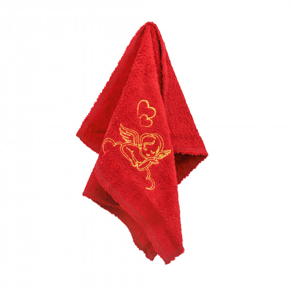 Полотенце махровое с вышивкой Ангел 35*50 Красный
