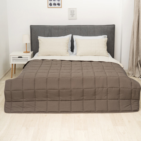 Одеяло силиконовое стеганое Viluta Relax Light 205х140 + 2 наволочки 50х70 Шоколадно-ванильный