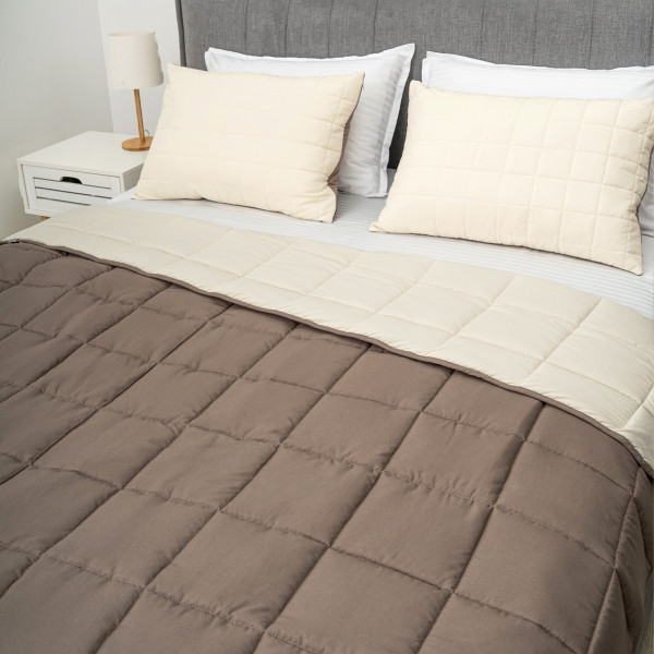 Одеяло силиконовое стеганое Viluta Relax Light 205х140 + 2 наволочки 50х70 Шоколадно-ванильный