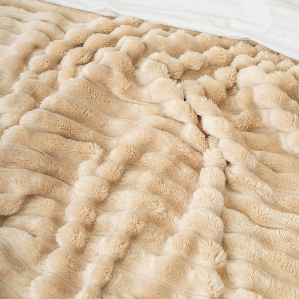 Плед-покрывало 200х230 Полоса Люкс Бежевый 181101