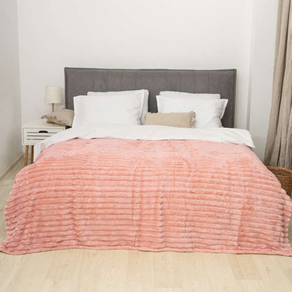 Плед-покрывало 200х230 Полоса Люкс Розовый 181108