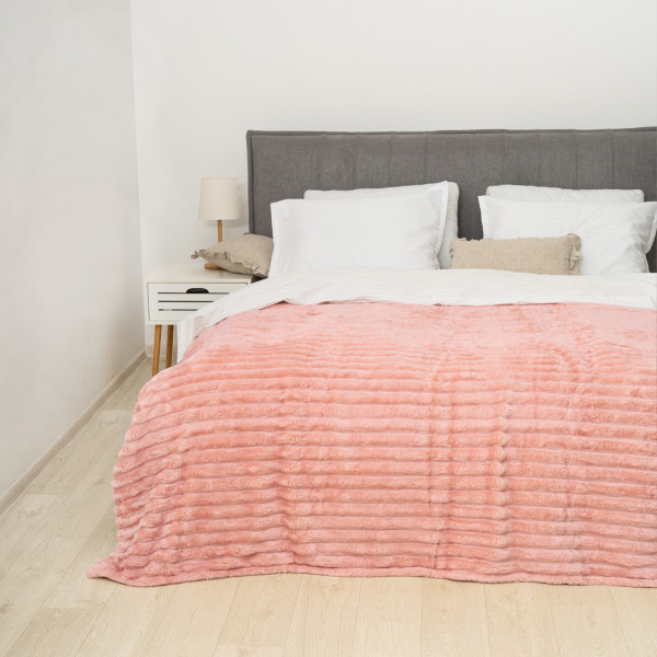 Плед-покрывало 200х230 Полоса Люкс Розовый 181108