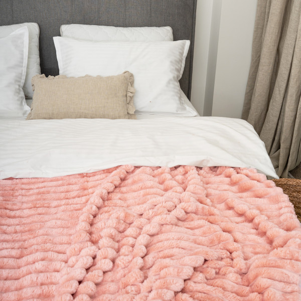 Плед-покрывало 200х230 Полоса Люкс Розовый 181108