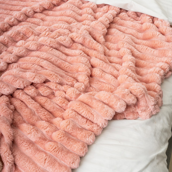 Плед-покрывало 200х230 Полоса Люкс Розовый 181108