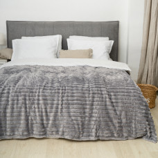 Плед-покрывало 200х230 Полоса Люкс Светло-серый 181109