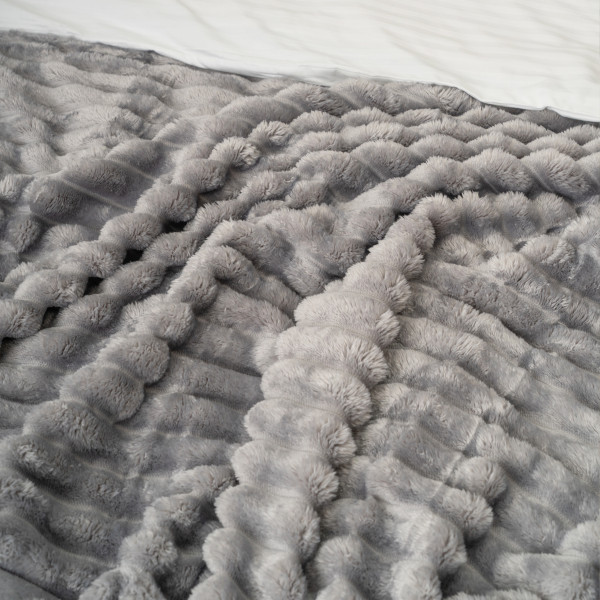 Плед-покрывало 150х200 Полоса Люкс Светло-серый 181109