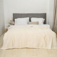 Плед-покривало 180х200 Полоса Люкс Молочний 181110