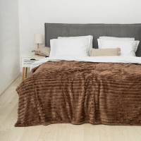 Плед-покривало 180х200 Полоса Люкс Коричневий 181112