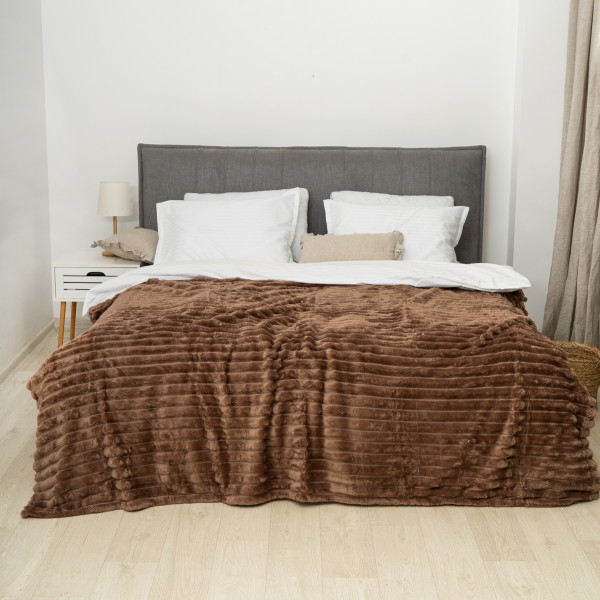Плед-покривало 200х230 Полоса Люкс Коричневий 181112