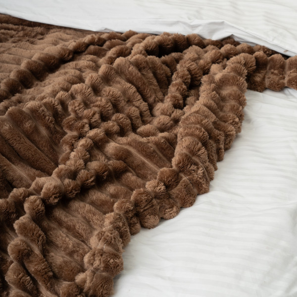 Плед-покривало 200х230 Полоса Люкс Коричневий 181112