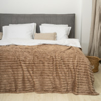 Плед-покрывало 200х230 Полоса Люкс Серо-коричневый 181113