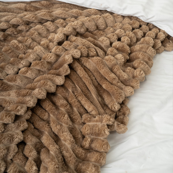 Плед-покрывало 200х230 Полоса Люкс Серо-коричневый 181113