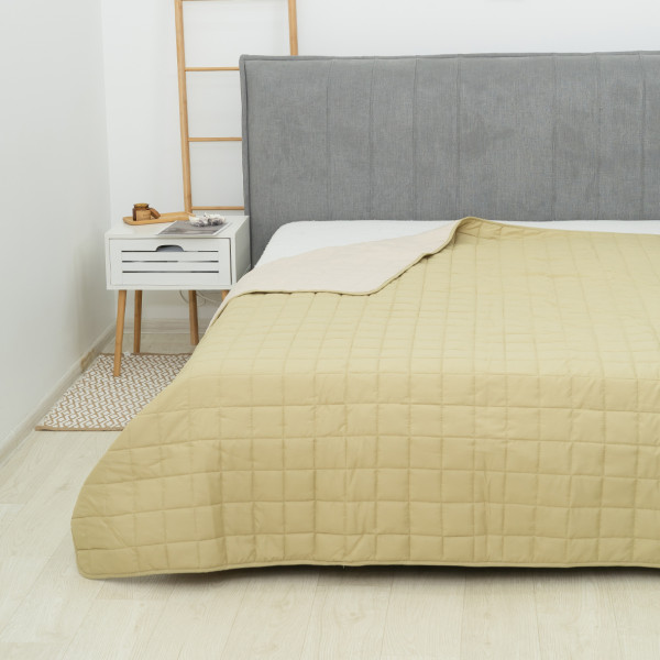 Покрывало стёганое двустороннее Viluta Дуэт 140х210 Бежево-фисташковый