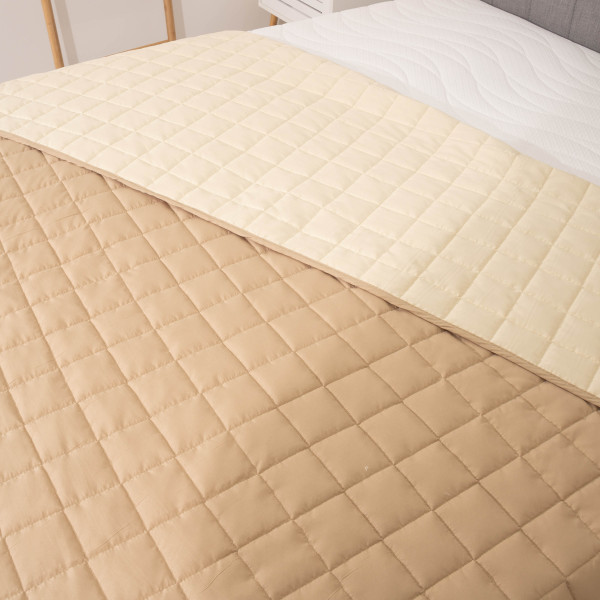 Покрывало стёганое двустороннее Viluta Дуэт 140х210 Бежево-ванильный