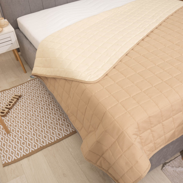 Покрывало стёганое двустороннее Viluta Дуэт 140х210 Бежево-ванильный