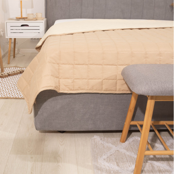 Покрывало стёганое двустороннее Viluta Дуэт 140х210 Бежево-ванильный