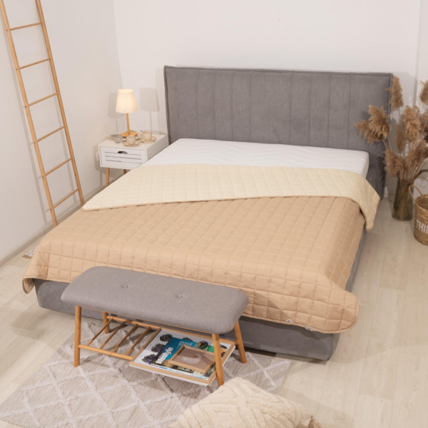 Покрывало стёганое двустороннее Viluta Дуэт 140х210 Бежево-ванильный