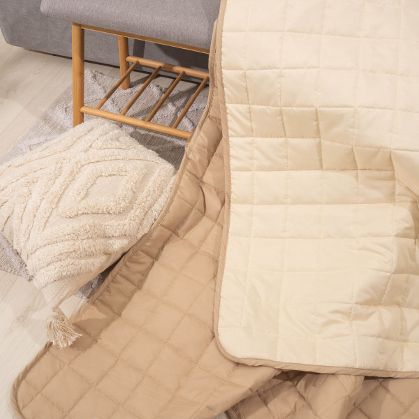 Покрывало стёганое двустороннее Viluta Дуэт 140х210 Бежево-ванильный