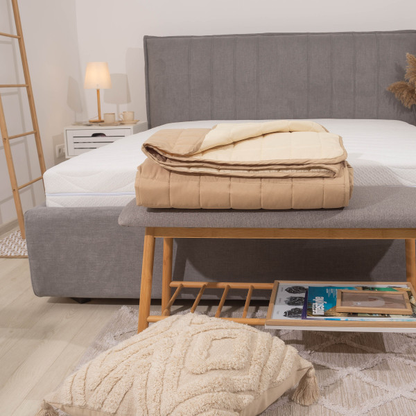 Покрывало стёганое двустороннее Viluta Дуэт 140х210 Бежево-ванильный