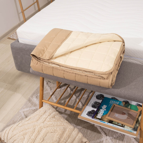 Покрывало стёганое двустороннее Viluta Дуэт 140х210 Бежево-ванильный