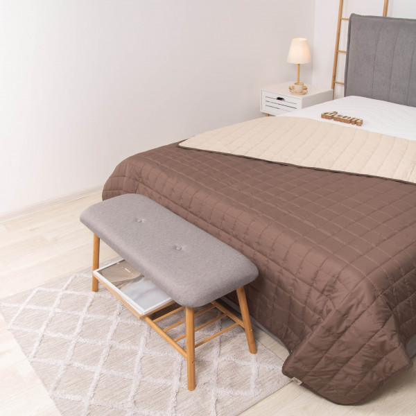 Покрывало стёганое двустороннее Viluta Дуэт 210х220 Шоколадно-ванильный