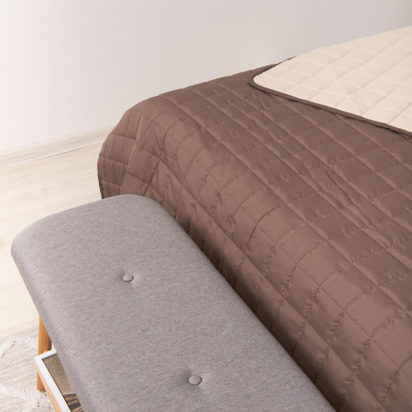 Покрывало стёганое двустороннее Viluta Дуэт 210х220 Шоколадно-ванильный